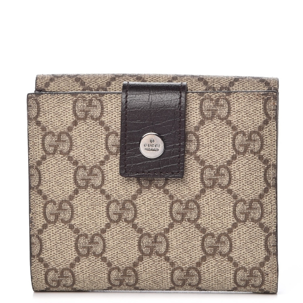 Gucci Brown French Compact Wallet Authentic Vintage
